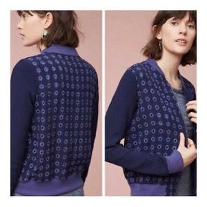 Anthropologie Amadi Eyelet Navy Bomber Jacket